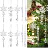 10pcs Crystal Acrylic Christmas Ornaments - Transparent Snowflake Icicle Hanging Ornaments for Christmas Tree