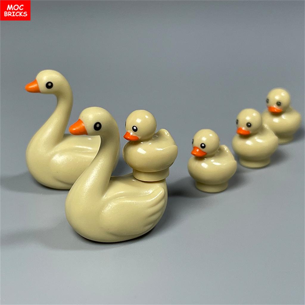 non-toxic MOC Bricks Animal Duck Swan River Lake Farm Scene View Accessories DIY Building Blocks Toys for Children Gifts