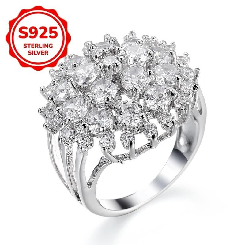 1item925Pure silver trendy jewelry, exaggerated hand accessories inlaid with sparkling and colorful stones3A High-grade zircon ring for women, simple