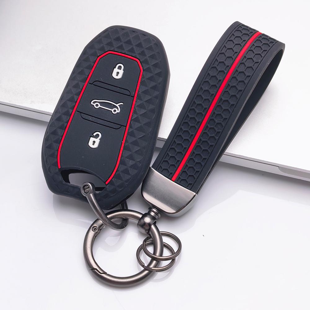 Чехол для брелока для Peugeot 3008 5008 208 308 408 508 4008 C3 с брелоком, поверхность устойчива к царапинам, ударопрочная конструкция, текстура с мягким захватом