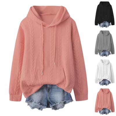 Женская модная однотонная толстовка с капюшоном и длинными рукавами в спортивном повседневном стиле