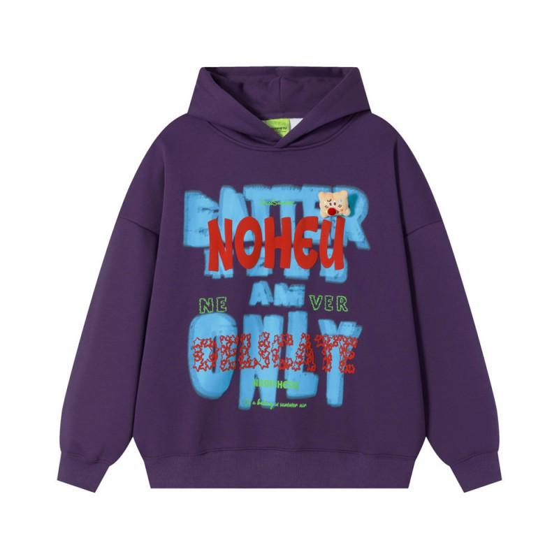 Mens Loose Streetwear Hoodie Letter Print Fleece Pullover Sweatshirt Youth