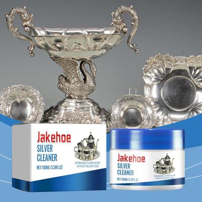 Jakehoe Очищающий крем для серебряных изделий Удаляет черные и желтые пятна Чистит кольцо серебряную чашку ожерелье столовое серебро Очищающий лосьон