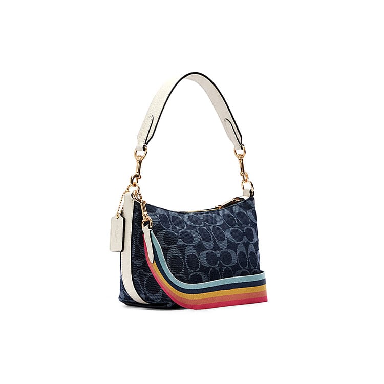 COACH Dempsey Textile, Leather Shoulder Bag, Handbag, Shoulder Bag, Crossbody Bag Small Women's Blue C2825-IMDEI