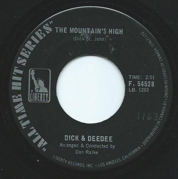 7-дюймовая пластинка DICK DEE DEE The Mountains High Tell Me F54528 Liberty Канада Рок Б/У