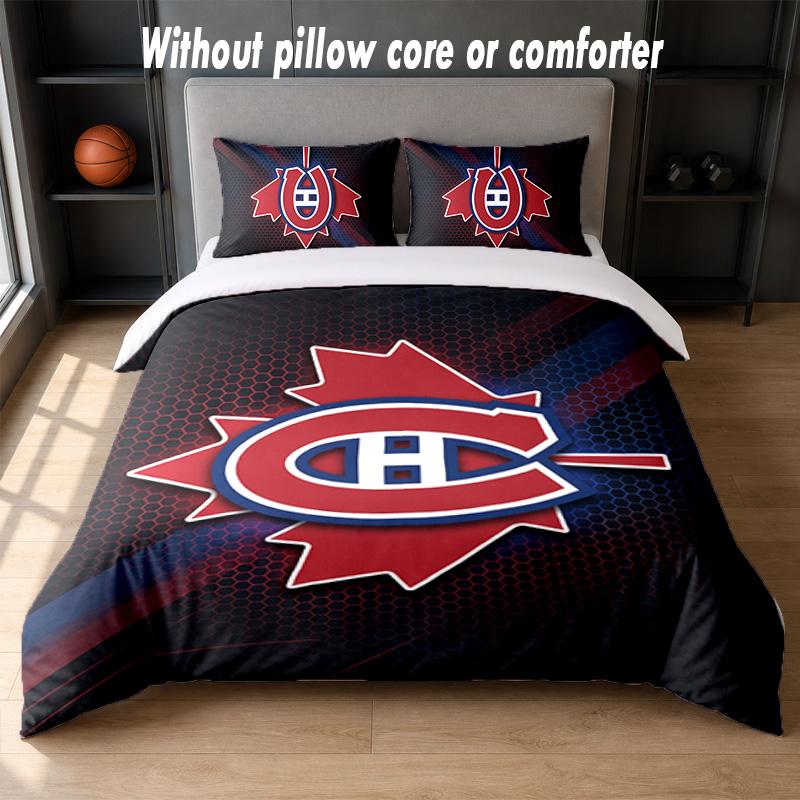 Montreal Canadiens Design Bed Bedding Set 1 Duvet Cover + 2 Pillowcases Soft Breathable Household Bed Linens