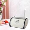 Iron Bread Box Pastry Case with Roll Top Lid Storage Holder for Household