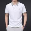 Легкая роскошная вышитая британская мужская футболка, летний новый стиль, молодежная и среднего возраста, модная повседневная рубашка-поло с короткими рукавами, мужские топы