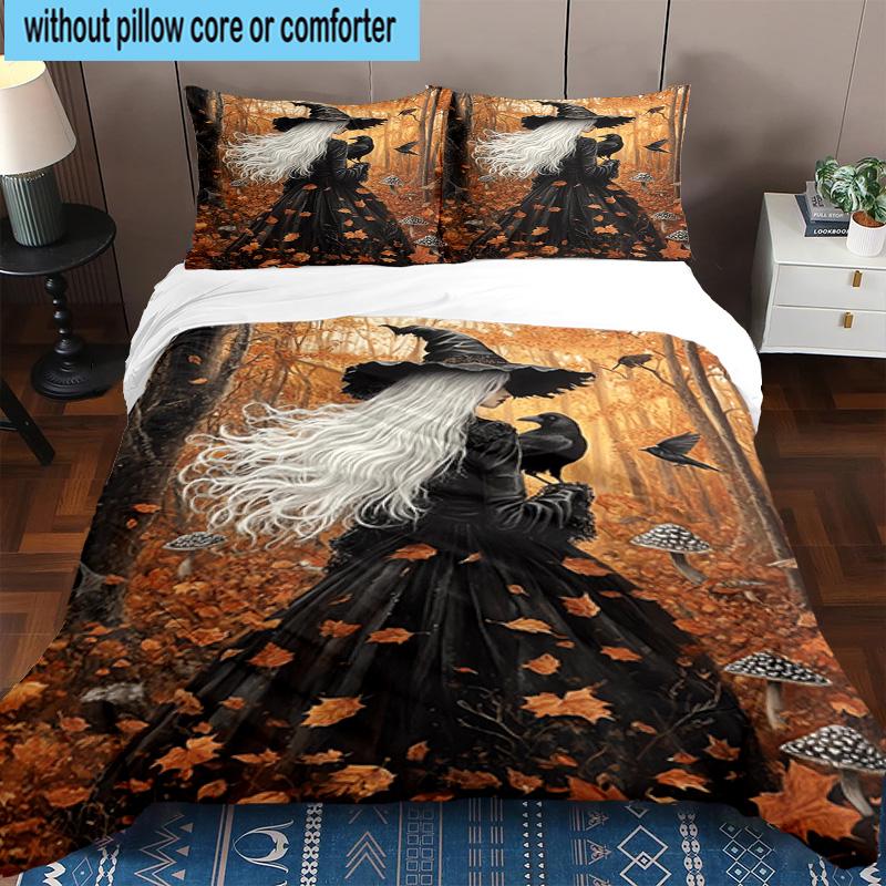 Witchcraft In The Moonlight 3pcs Bedding,Including 1pc Duvet Cover And 2pcs Pillowcases Perfect for Christmas,Ideal for Bedroom, Dormitory
