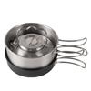 Stainless Steel Camping Cookware Set with Folding Lid Camping Pot Pan Kettle Set