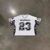 American jersey style T-shirt sports style contrasting color printing digital casual lazy loose T-shirt jersey women