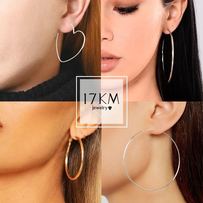 17KM Vintage Geometirc Metal Hoop Earrings Set, Women's Gold and Silver Color Circle Hoop Earrings Jewelry Gifts