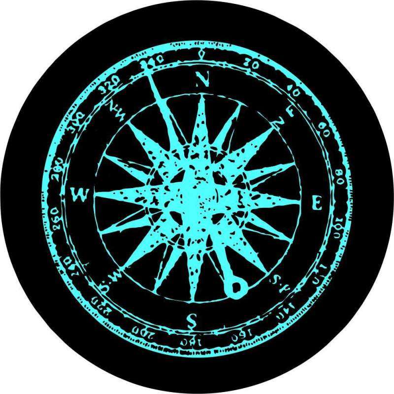 Compass Rose Black Spare Tire Cover UV Sun Wheel Covers Fit for Trailer, RV, SUV and Many Vehicle 15 Inch