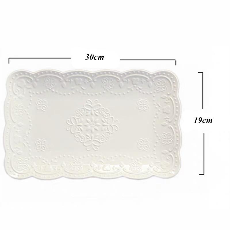 Hi Ceramic Embossed Dinner Steak Plate Breakfast Dish Afternoon Tea Fruit Dessert Tray Wedding Gift Tableware