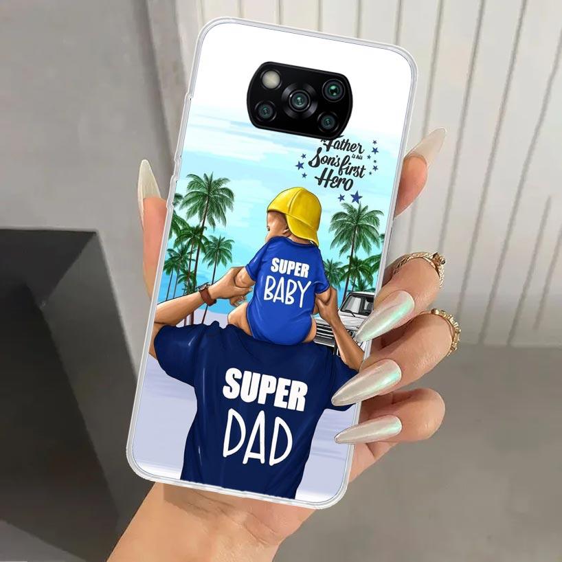 Dad And Baby Girl Boy Phone Case for Xiaomi Poco X5 X6 X7 Pro F7 Ultra M7 Redmi 15 15C 13 13C 12 12C 10 10A 10C 9 9A 9C 9T Shell
