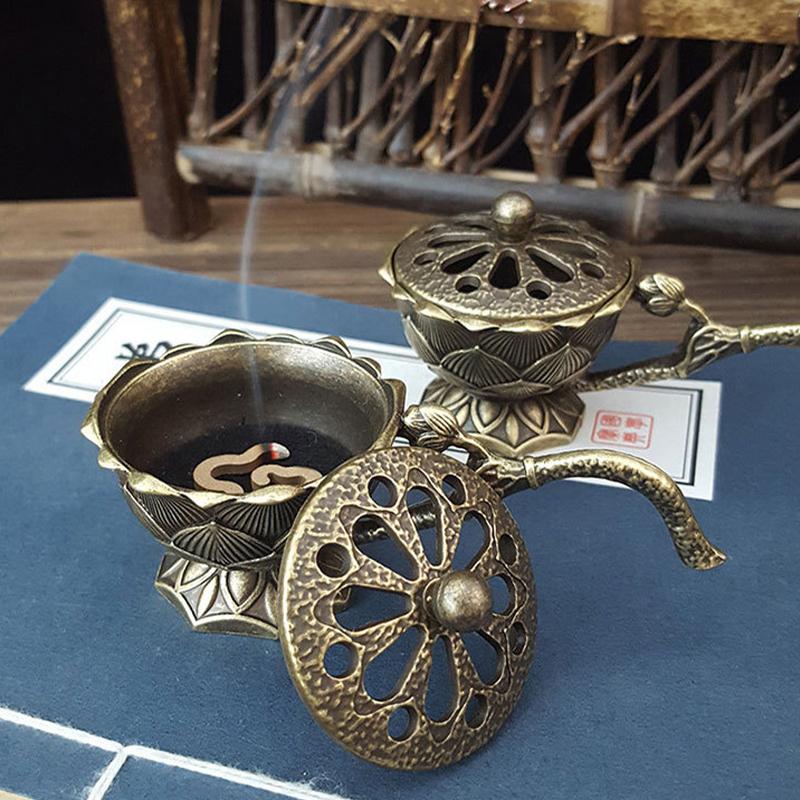 Винтажная курильница для благовоний, курильница из сандалового дерева, креативная ручная курильница для благовоний из лотоса