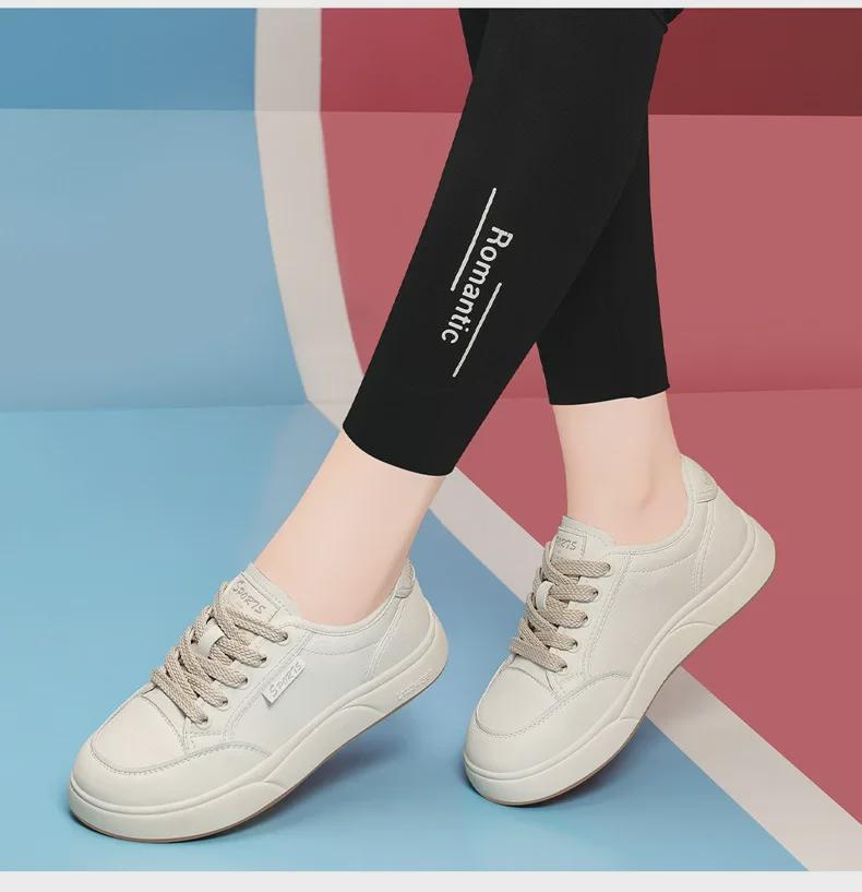 Женские кроссовки на платформе из натуральной кожи — весна/осень 2024 г., визуально увеличивающие рост, модная спортивная/повседневная обувь.