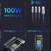 100W 3 In 1 Micro USB Type C Lighting Fast Charging Cable for iPhone Samsung Xiaomi USB C iOS Date Wire Charger