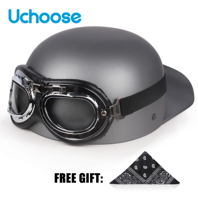 Винтажный шлем Uchoose с открытым лицом, полушлем для мотокросса, скутер, крейсер, чоппер, бейсбольная кепка, шлем, летняя езда