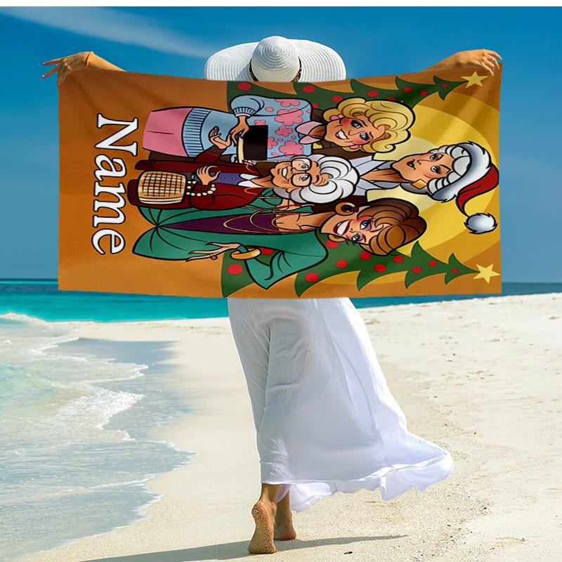 Custom Name Ultra-Soft Beach Towel with The Golden Girls Theme,Ideal for Pool - Camping, Diving - Perfect Travel Essential, Vibrant Beach Towel.