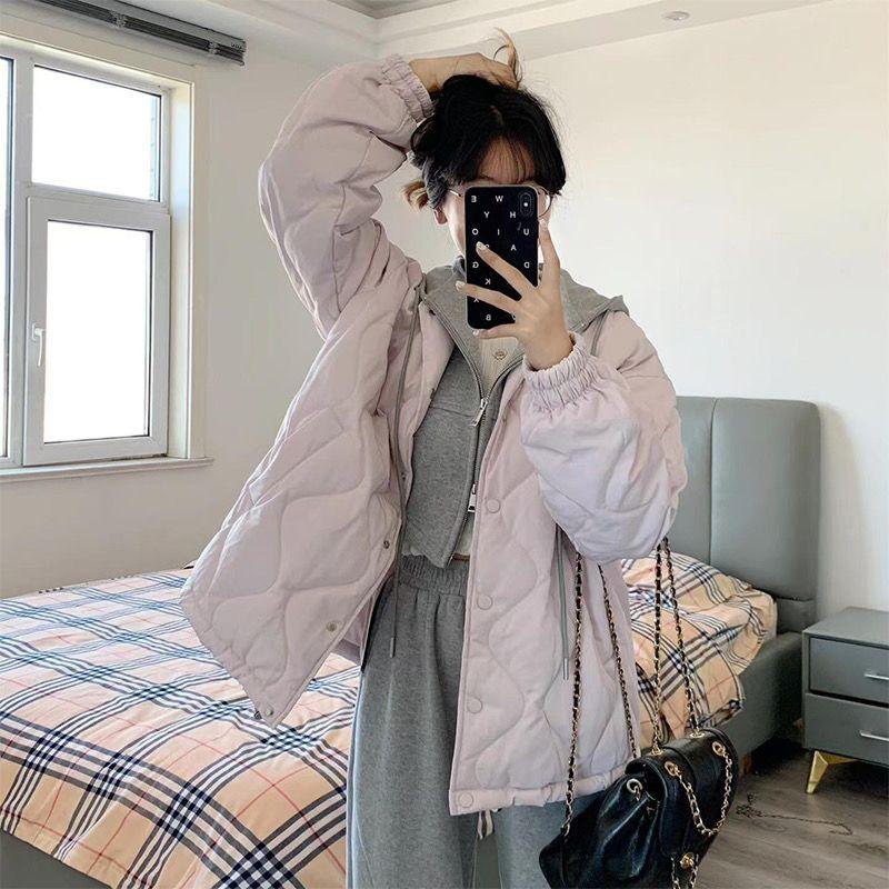 Куртка женская с овечьим ромбом из хлопка, зима 2024, новая свободная маленькая куртка-стеганая куртка для студентов