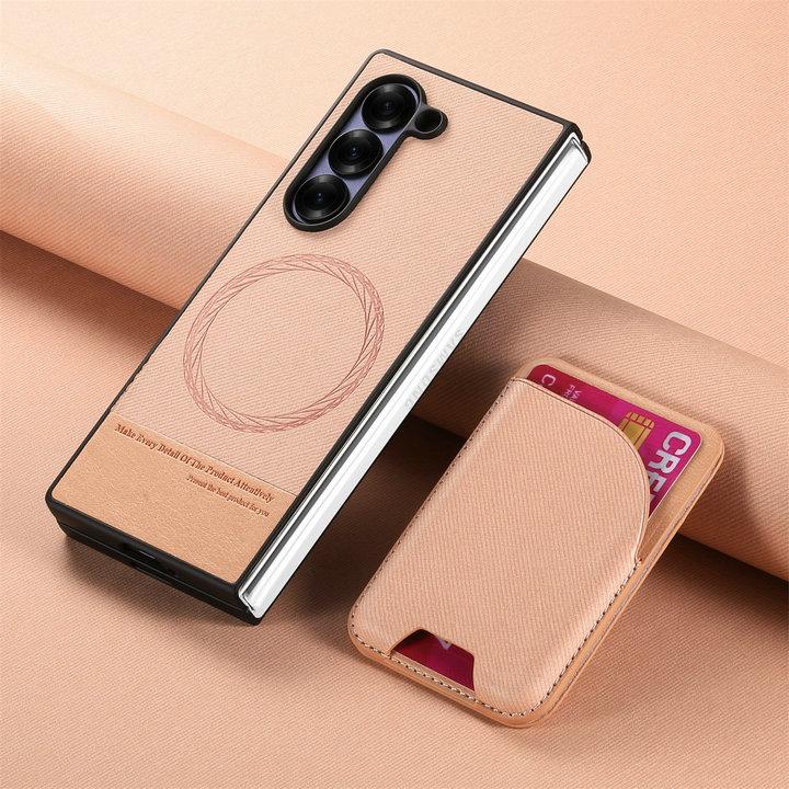 Чехол-книжка 2-в-1 с магнитной сумкой для карт, кожаная обложка для Samsung Z Fold 7 Fold6 Fold5 Fold4 Fold3, противоударный матовый чехол с Magsafe, Funda