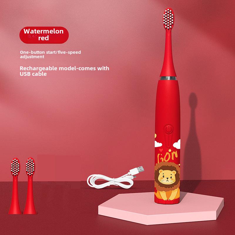 Водонепроницаемая ультразвуковая детская электрическая зубная щетка - милый мультяшный дизайн, мягкая щетина, класс защиты IP7, идеальный подарок