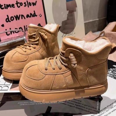 Модные капибара ботинки на толстой подошве женские зимние ботильоны утолщенные и утепленные сноубутсы 2025 новые мягкие хлопковые сноубутсы повседневная женская обувь