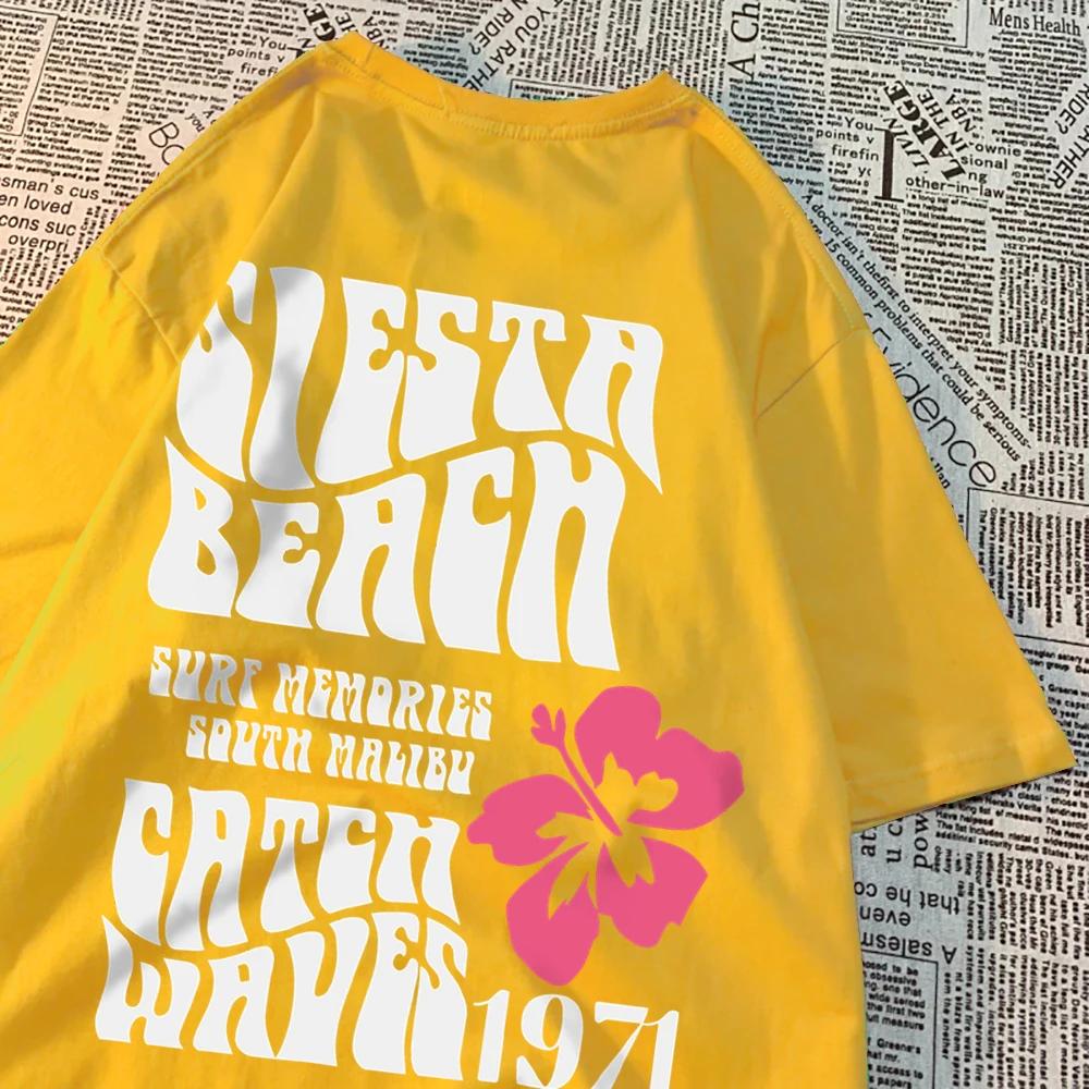 Siesta Beach Catch Waves 1971 Man Women T Shirt Brand Quality Short Sleeve Oversize Hip Hop T-Shirt Crewneck Cotton Loose Tops
