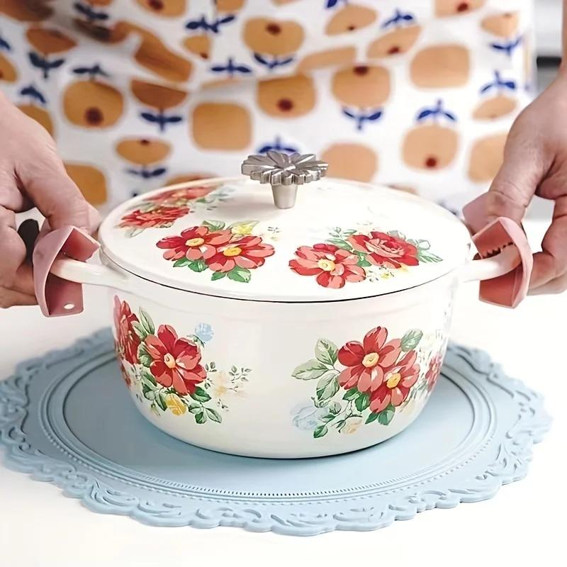 2pcs Pink Bowknot Silicone Pot Holders - Heat Resistant, Non-Slip Kitchen Clips for Safe Cooking, Essential Kitchen Accessories