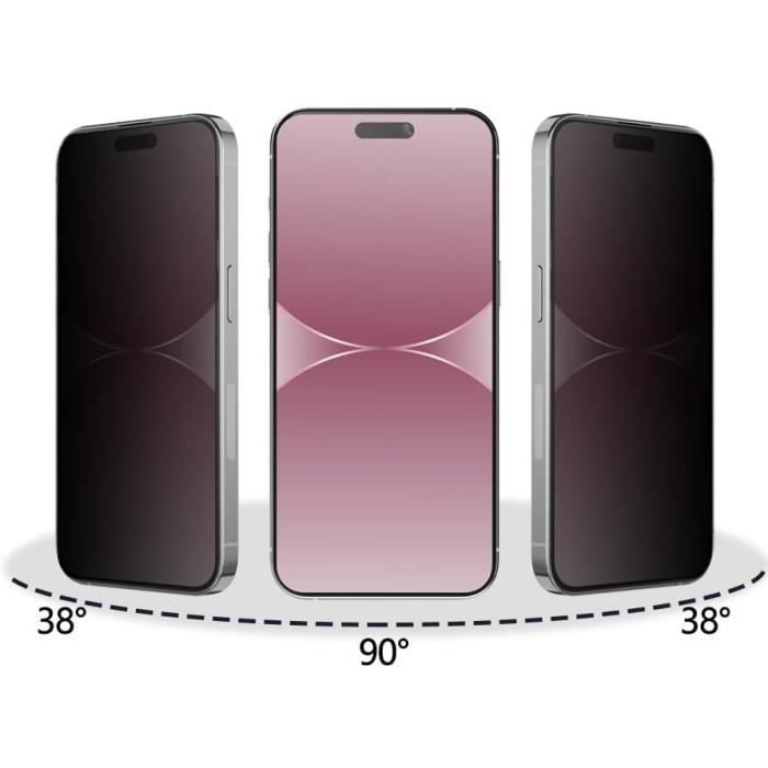 Screen Protector - Phonillico - iPhone 15 PRO MAX - Pack of 4 - Anti-spy - Scratch-resistant