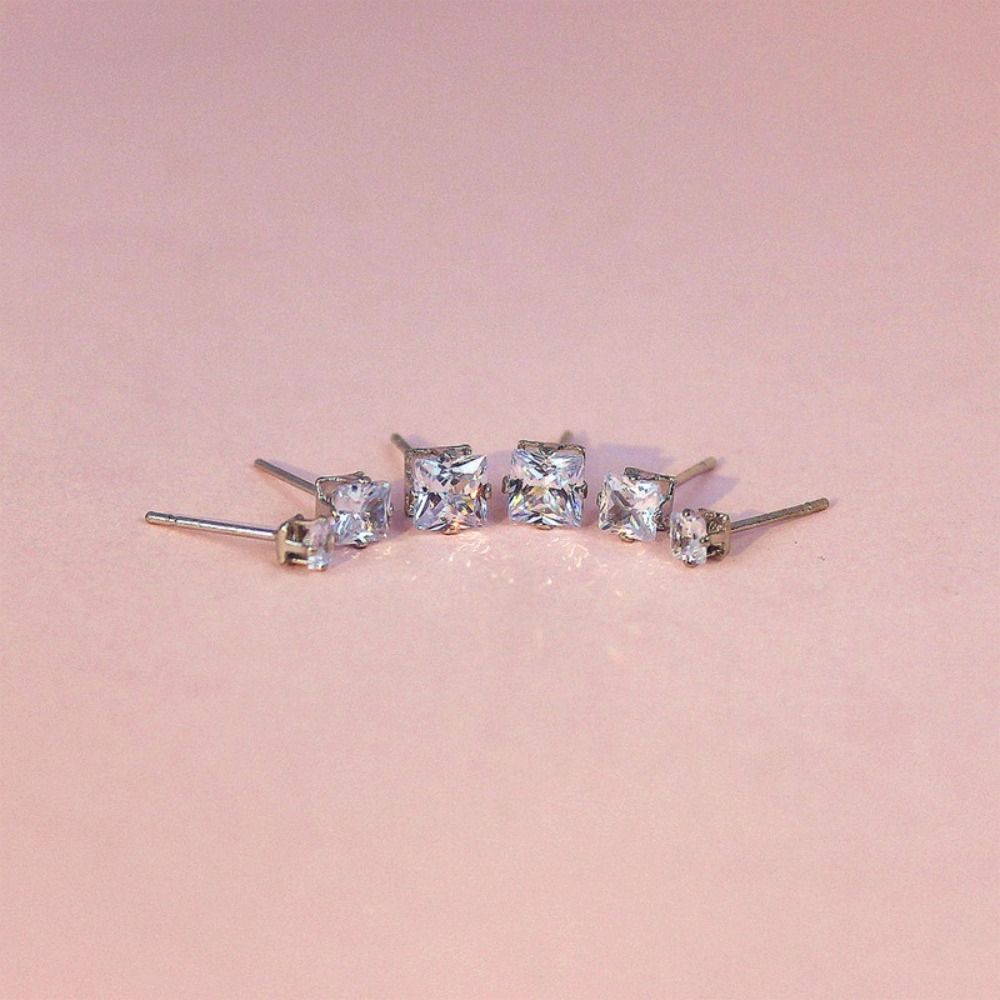 Блестящие Изысканные Простые Квадратные Серьги-гвоздики Женские Украшения Циркониевые Серьги Серьги в Корейском Стиле