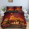 Hamburger Duvet Cover Meat Cheese Fast Food Theme Cartoon Hamburg Pattern Quilt Cover Bedroom Decoration for Children Boys Girls