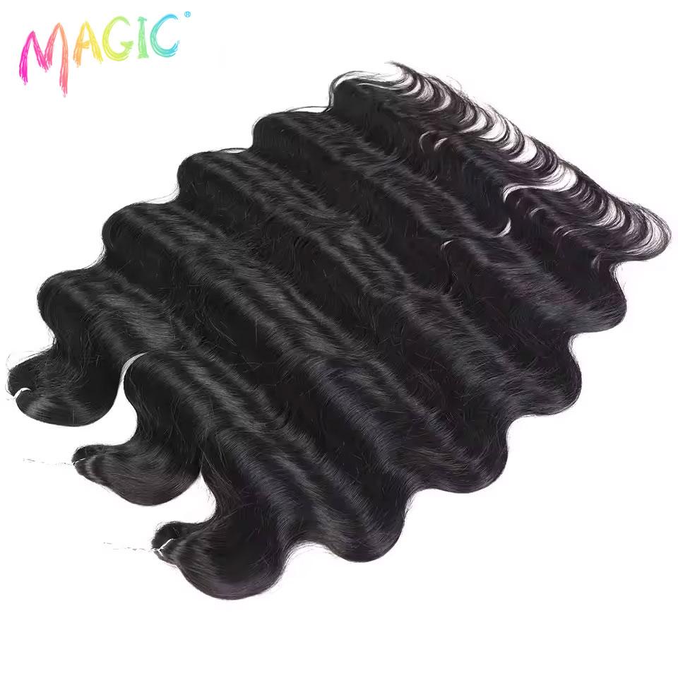 Magic Hair Body Wave Crochet Hair 24 Inch Soft Long Synthetic Hair Braids Ponytail Extensions Ombre Blue Green Hair Extensions