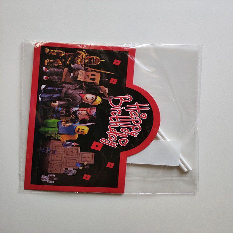 Яркие товары для вечеринки в стиле Roblox для детских празднований дня рождения с баннерами и топперами для торта