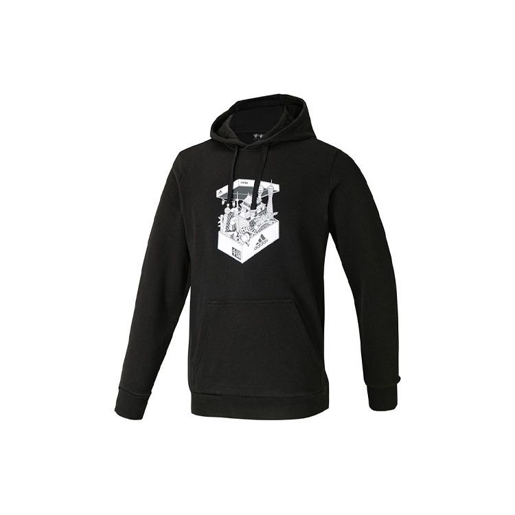 Adidas Shoebox Printed Casual Sports Hoodie Men Tops Black GS7692