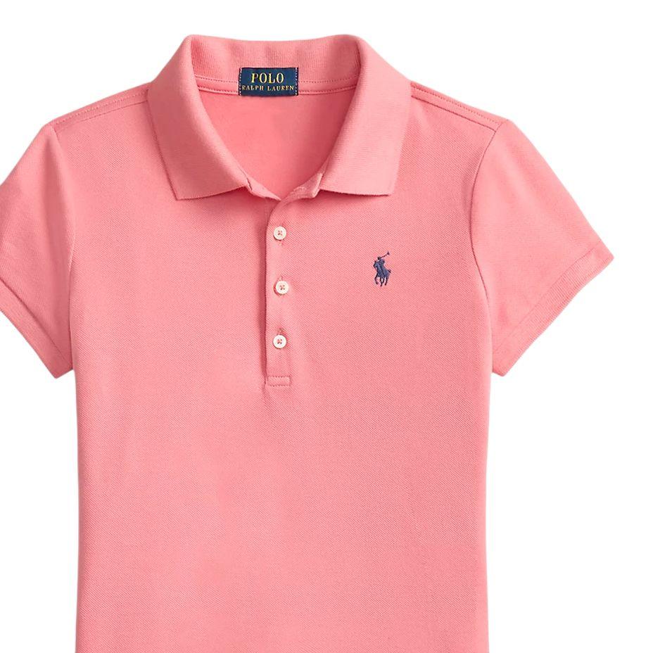 Платье поло Polo Ralph Lauren из рубчатой сетки с заниженной талией, воротником поло и короткими рукавами с оборками, детское 313698754-087