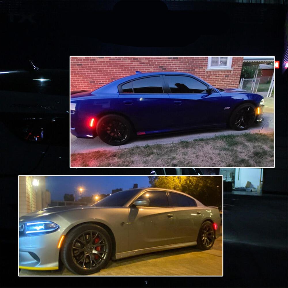 4 шт. Светодиодные боковые габаритные огни Передние Задние Для Dodge Charger 2015-2023 Затемненный корпус