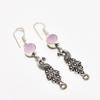 Pink Chalcedony Gemstone Handmade 925 Silver Plated Jewelry Earring 2.38"