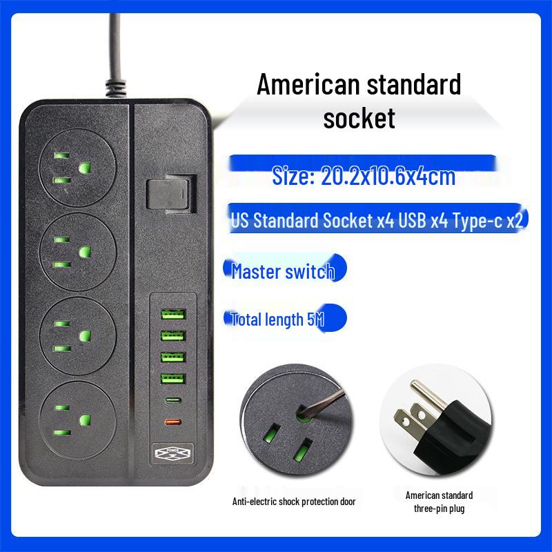 Многопортовая USB-розетка с защитой от перегрузки - Стандарты США, Великобритании и ЕС