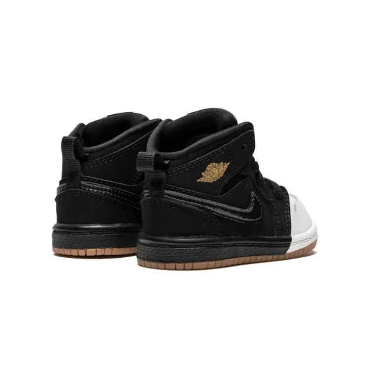 Jordan Air Jordan 1 High top Toddler Shoes Black White Gold Infant And Toddler 644507-021
