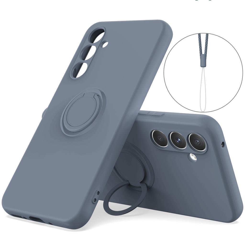 For Samsung Galaxy A17 5G Silicone Case with Strap Ring Kickstand Phone Cover