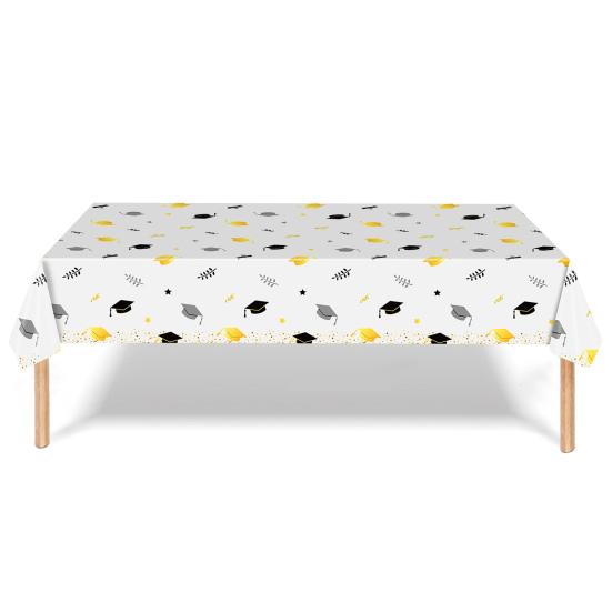 2 шт. одноразовая скатерть для выпускного бала, пластиковая водонепроницаемая скатерть для выпускного, декоративная шапочка, свитки, конфетти, принадлежности для ужина в канун Нового года