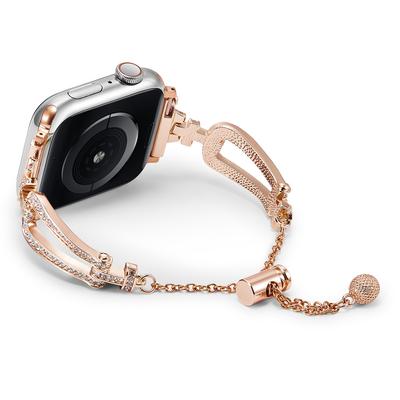 Для Apple Watch Series 10 42 мм/9 8 7 41 мм/SE (2023) SE (2022) SE 6 5 4 40мм/3 2 1 38мм Браслет с декором из страз U-образной формы Ремешок для часов из цинкового сплава