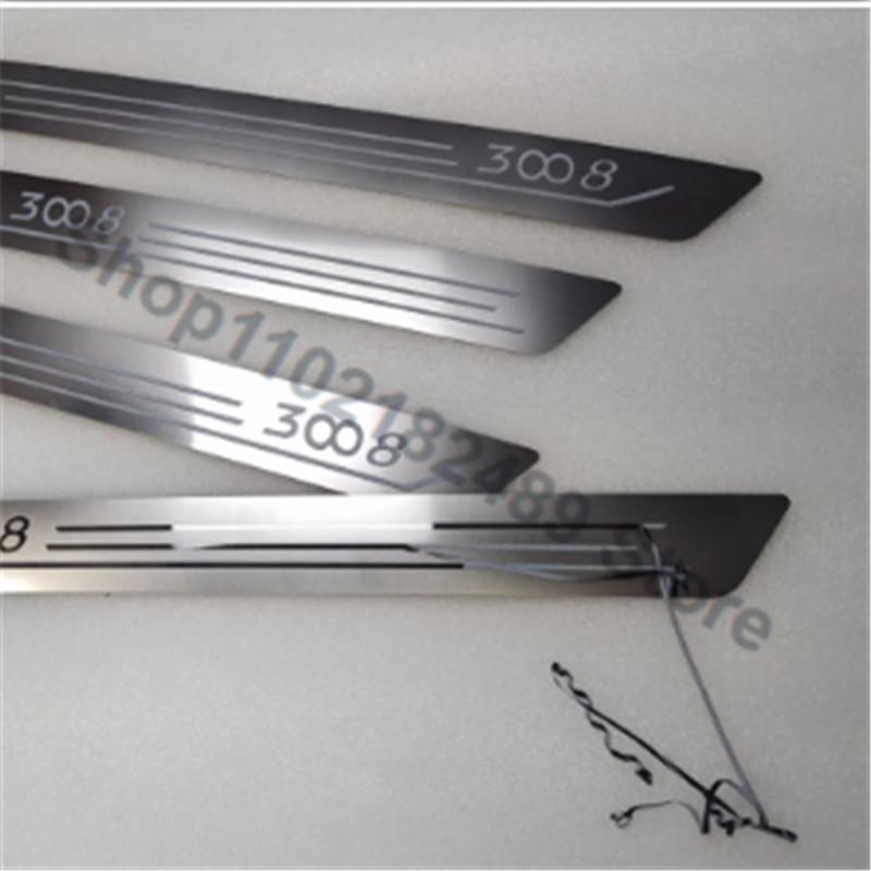 OQUP8 Stainless Steel Door Sill Scuff Plate Car Accessories Trim For Peugeot 3008 2009 2010 2011 2012 2013 2014 2015 2016