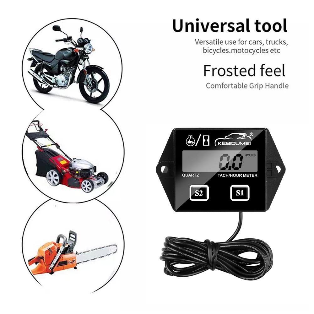 Kebidumei Digital Engine Tachometer Gauge Tach Hour Meter with clip Waterproof RPM LCD Display For Motorcycle Stroke Engine Boat