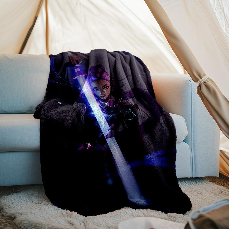 1pc KPop RUMI3 Theme Blanket - Digital Print, Polyester, Cozy for All Seasons, Perfect for Outdoor, Camping, and Travel