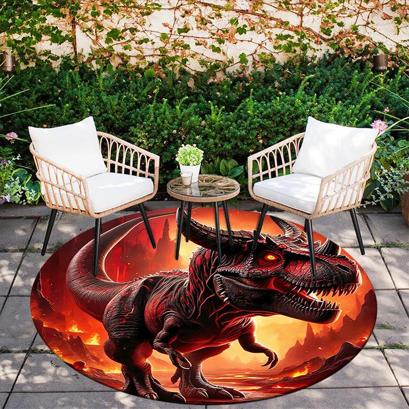 1pc Soft, Absorbent & Non Slip Terrible dinosaur Round Rug Soft Circle Rug for Living Room & Bedroom Decor, Chair Mats, and Unforgettable Ho