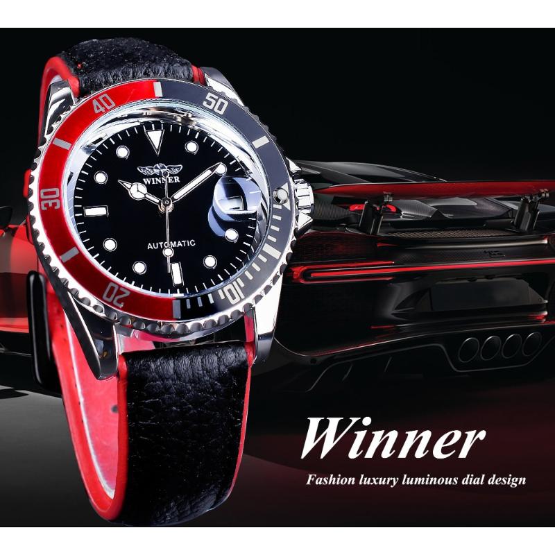 ПОБЕДИТЕЛЬ Мужские модные повседневные автоматические механические часы Water Ghost