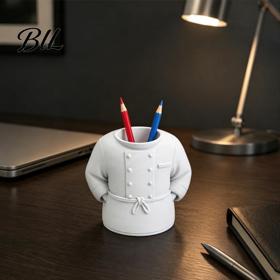 Modern Classroom Desk Supplies Chef Uniform Pen Holder, 3D Printed Novelty Stationery Organizer, Personalized Gifts for Chefs Large Capacity
